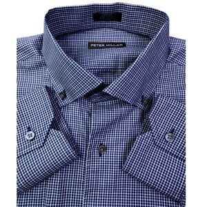 Peter Millar Mens Medium Navy Blue Button Down Shirt Long Sleeve Plaid